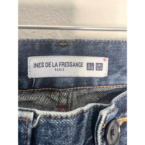 UNIQLO INES DE LA FRESSANGE Paris Dark Wash Wide Leg Jeans Size 24 - Picture 3 of 8